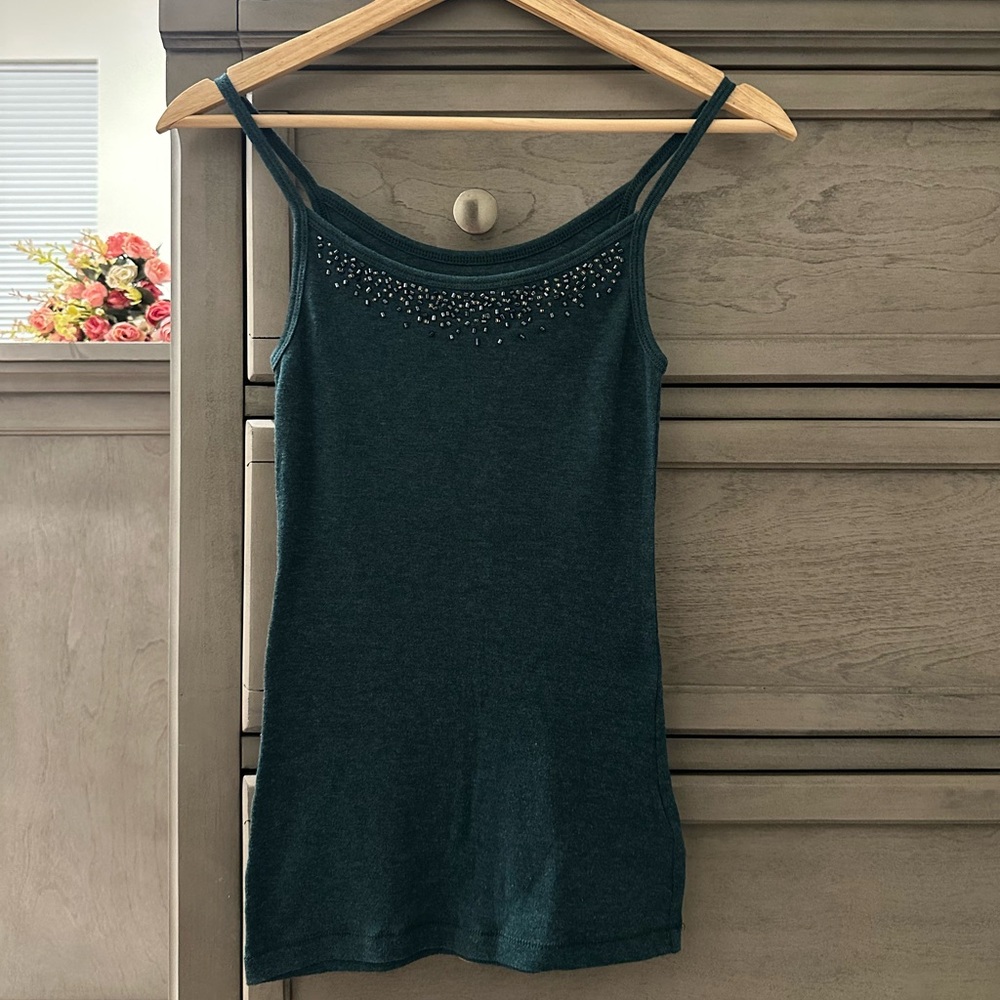 Mossimo Supply Co. Dark Green Camisole with Stud Accents